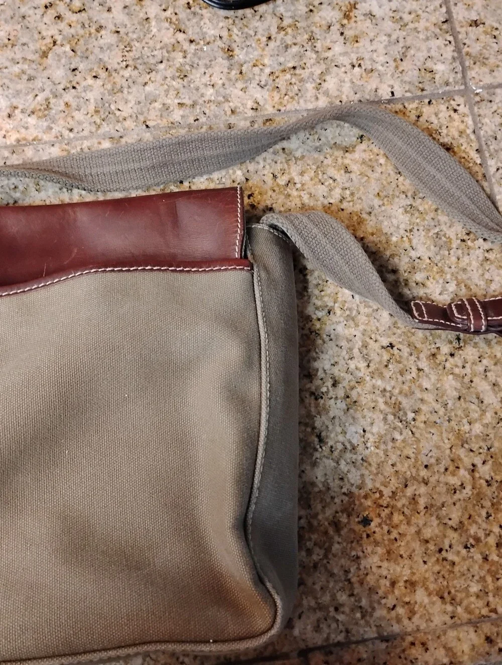 Fossil Brown Canvas and Leather Crossbody Messenger Bag